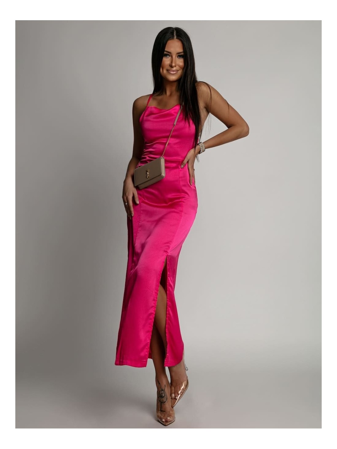 Sinnliches Kleid mit offenem Rücken, Fuchsia FG644 – Online-Shop – Boutique